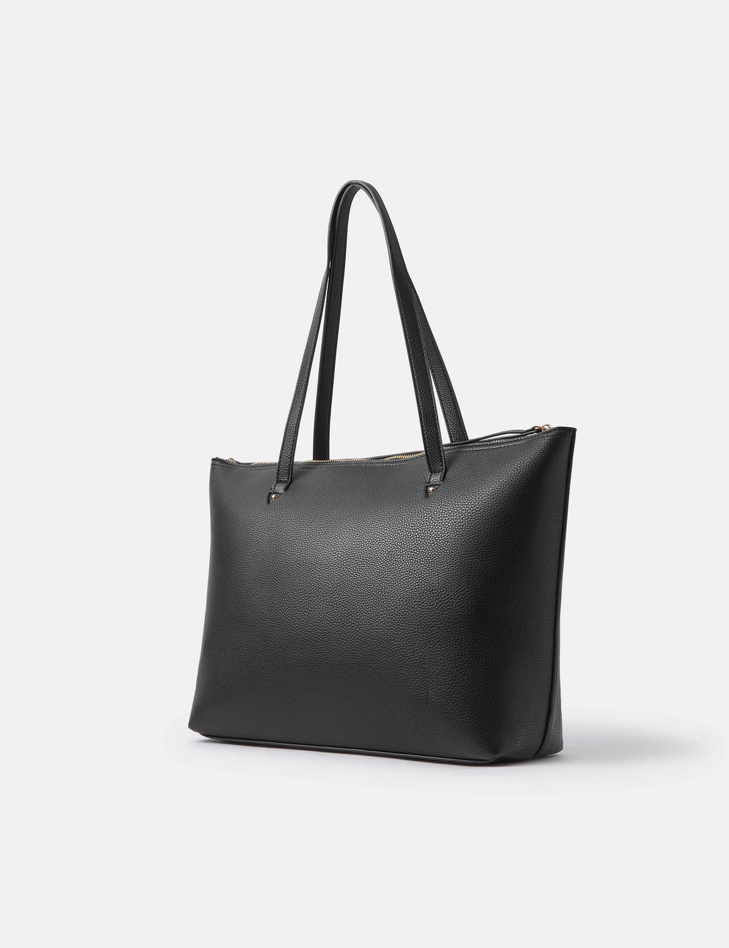 Accessorize faux leather tote bag with gold hardware, imported from the UK
