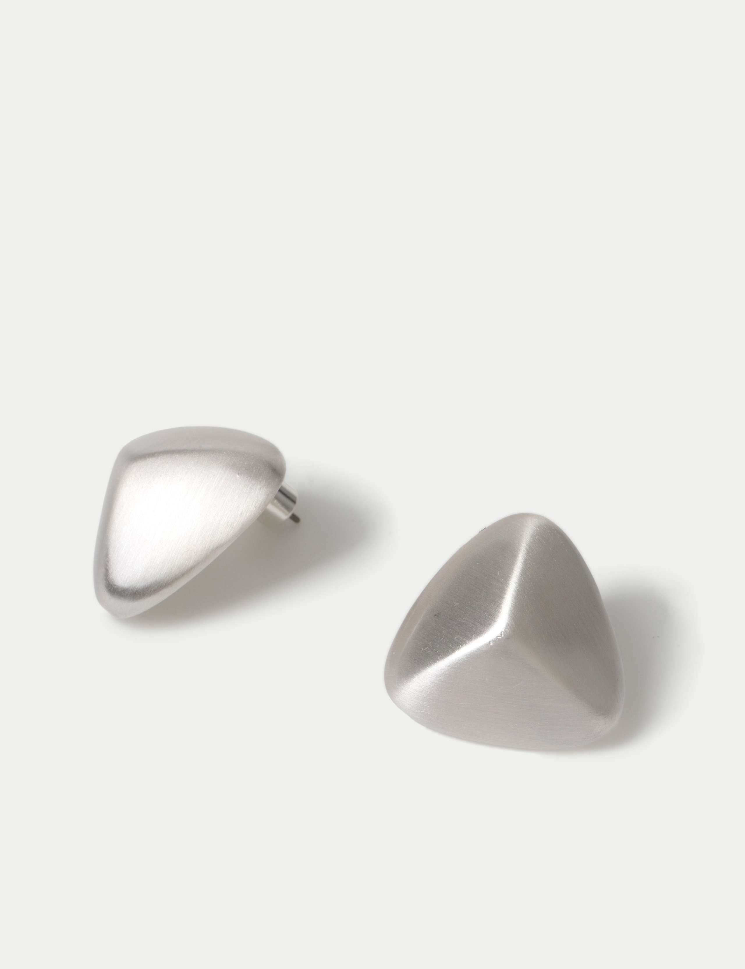 Triangle Dome Brushed Stud Earrings, UK version