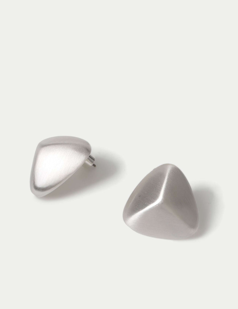 Triangle Dome Brushed Stud Earrings, UK version