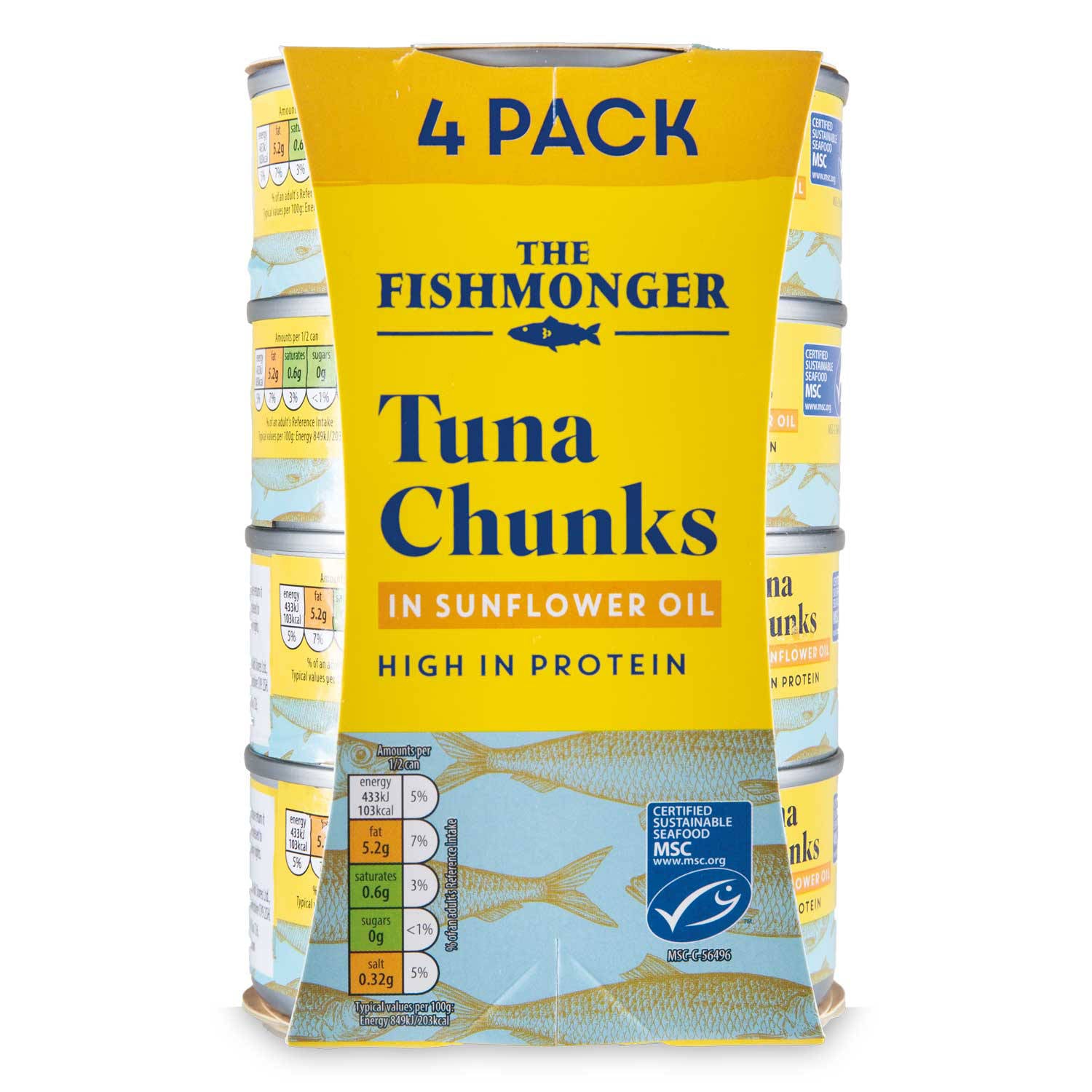 Tuna chunks in sunflower oil 4 pack 580g (British brand)