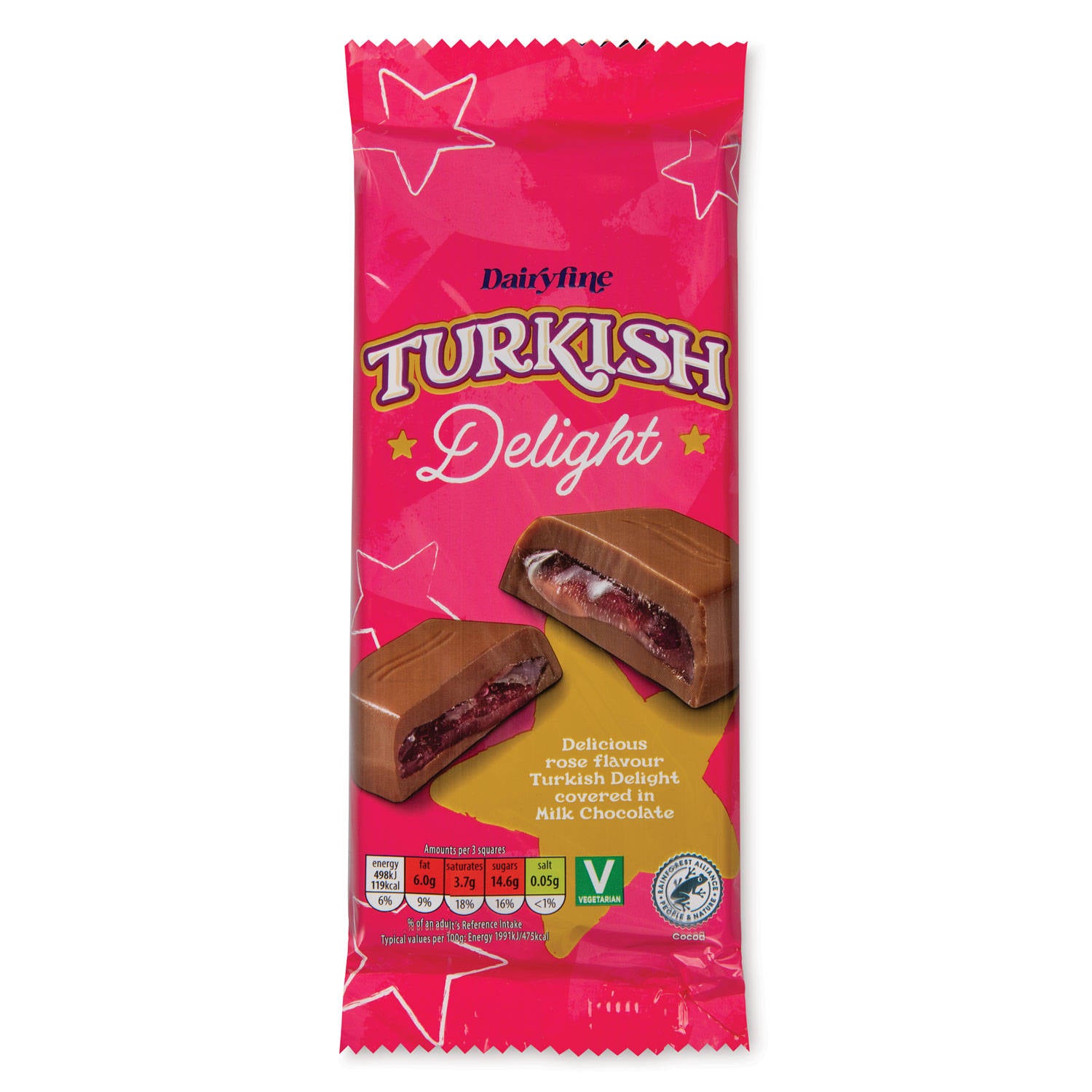 Turkish delight chocolate with milk chocolate coating - British product
