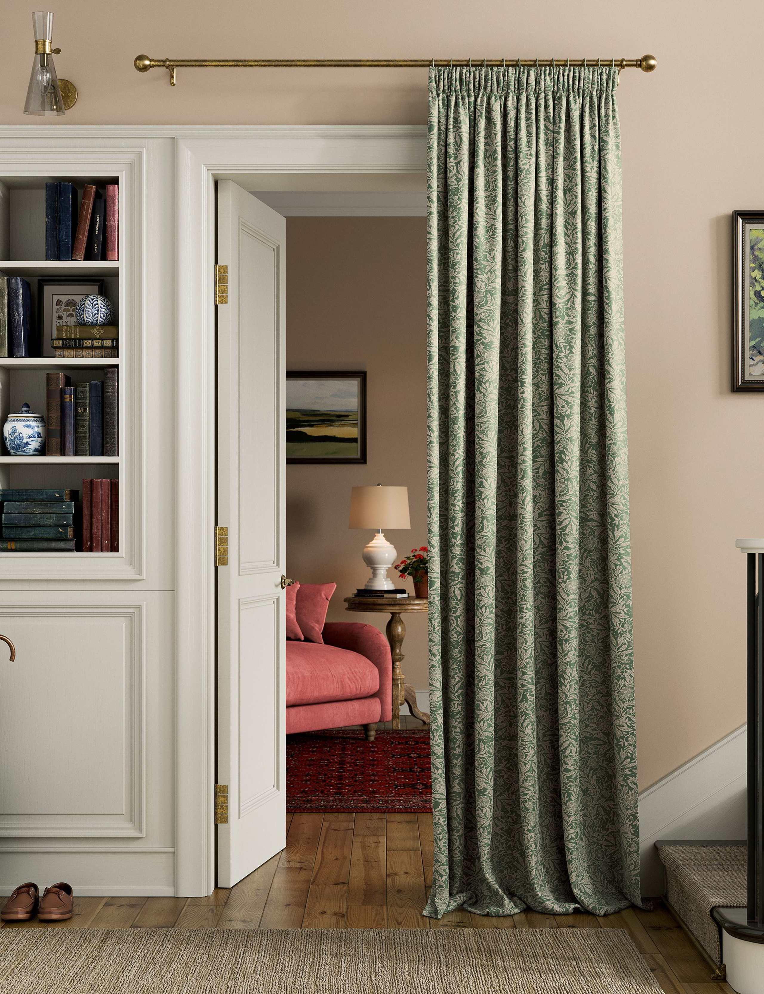 Joules ditsy pure cotton pencil pleat curtains (British brand)