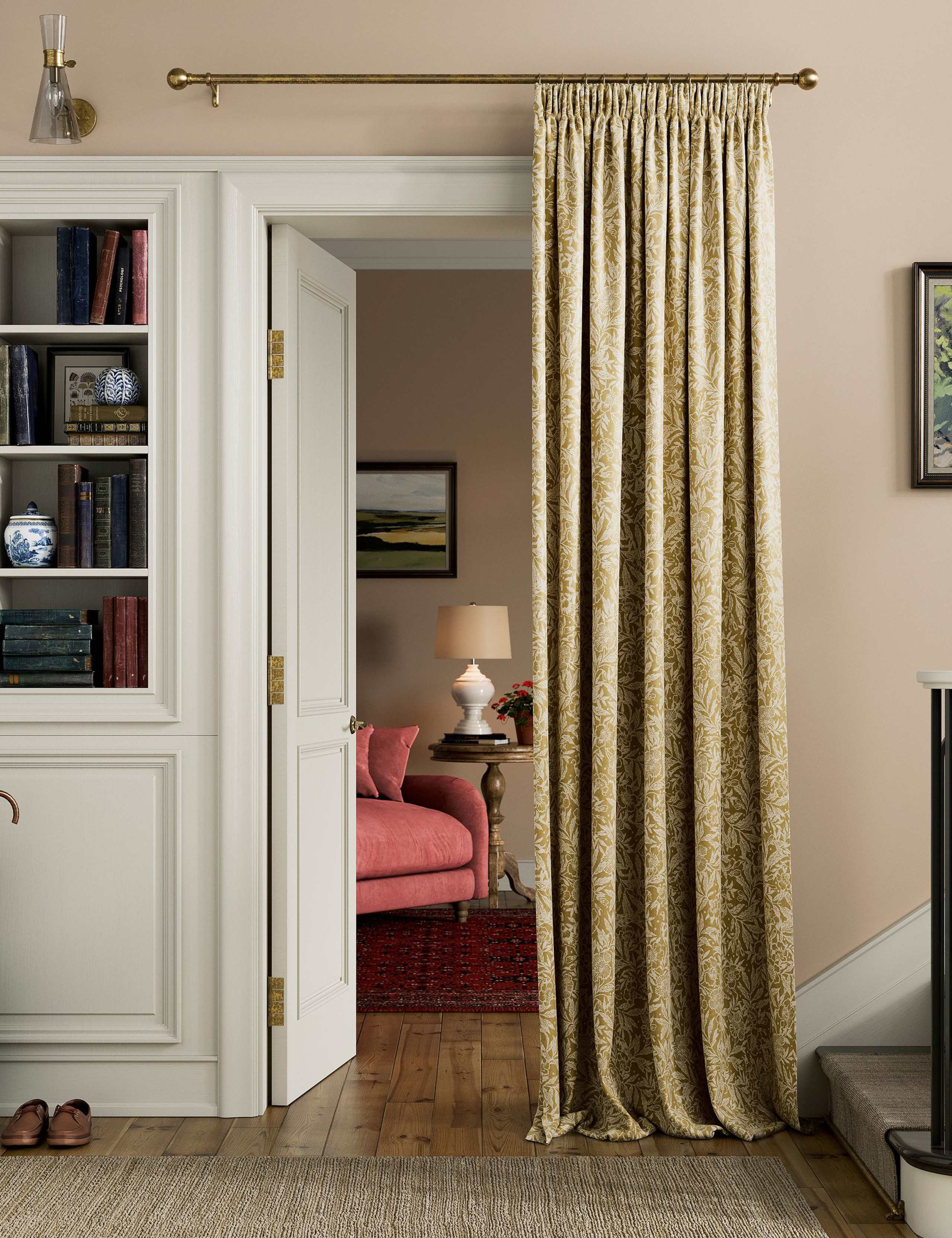 Joules twilight ditsy pure cotton pencil pleat curtains (British brand)
