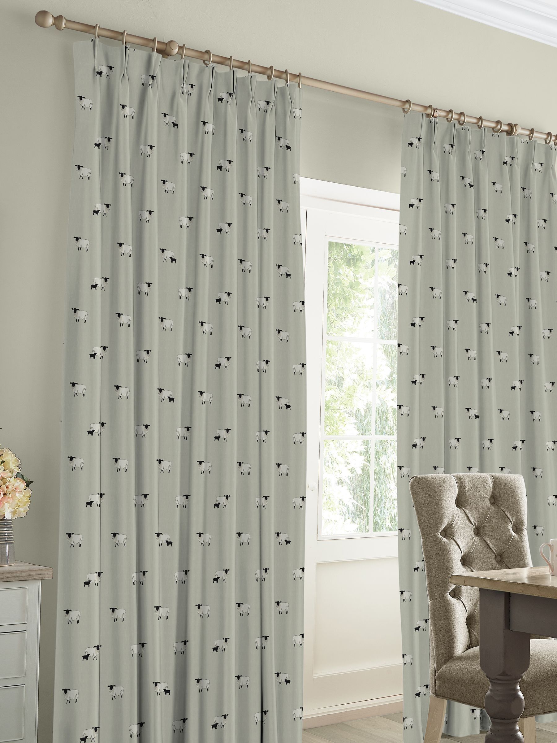 Sophie Allport sheep design made to measure curtains, UK version