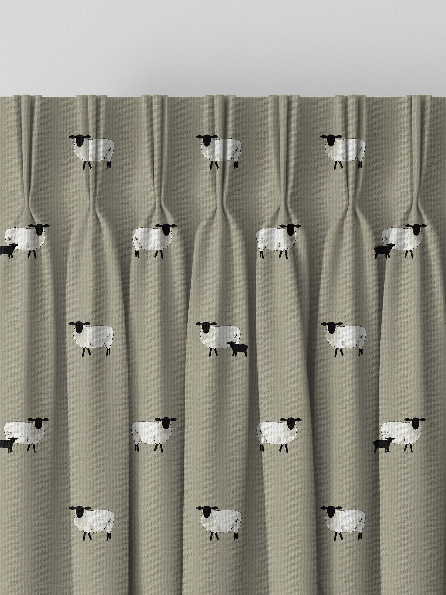 Sophie Allport made to measure natural sheep curtains, imported from the UK
