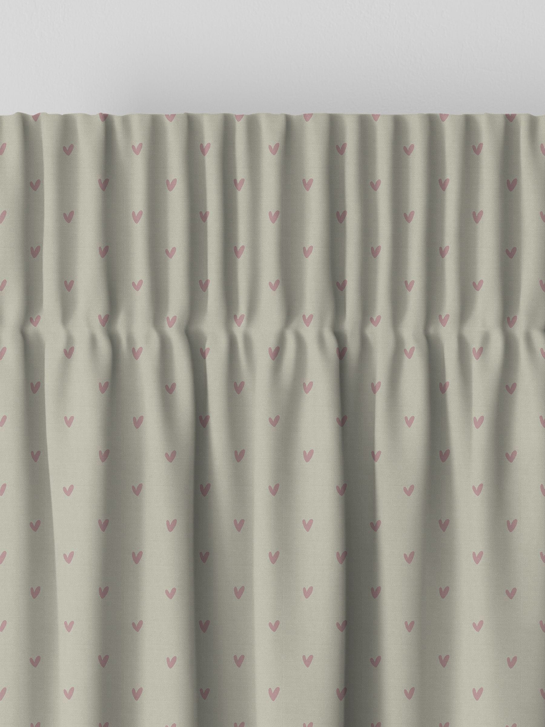 Sophie Allport Hearts curtains in pale pink on grey, imported from the UK