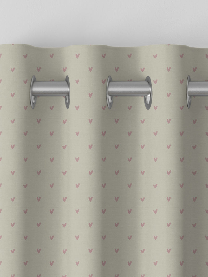 Sophie Allport Hearts curtains in pale pink on grey, imported from the UK