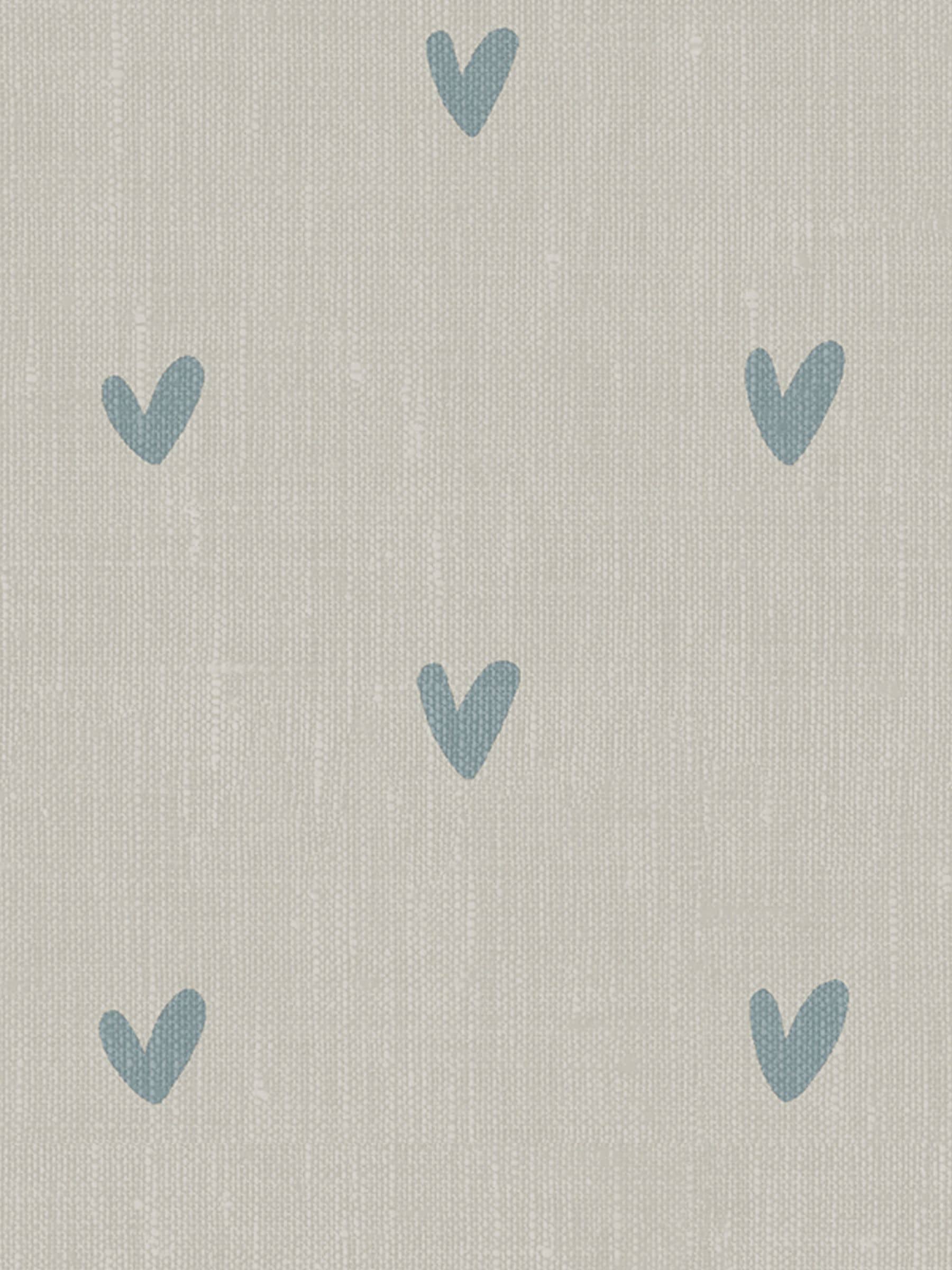 Sophie Allport Hearts curtains pale duck egg grey cotton, imported from the UK