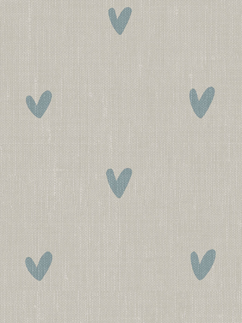 Sophie Allport Hearts curtains pale duck egg grey cotton, imported from the UK