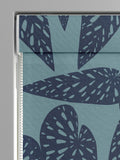 MissPrint Blue Leaf Tropics 100% cotton roman blind, UK version