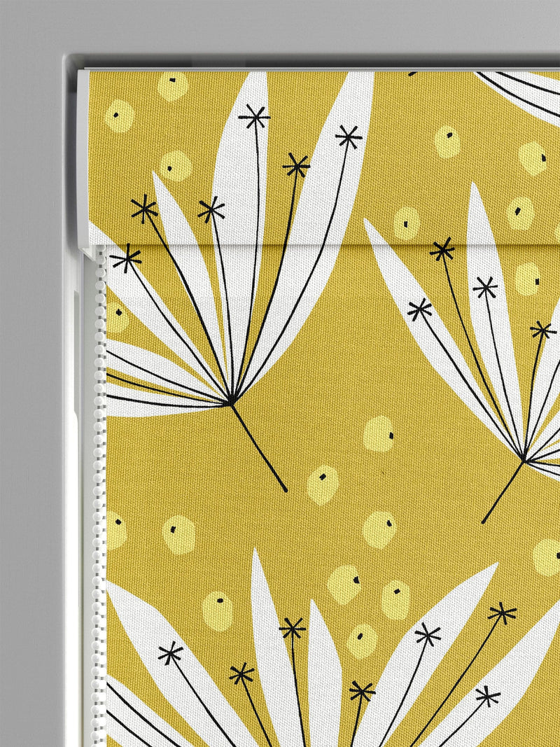 MissPrint yellow 100% cotton wildflower roman blind, UK version