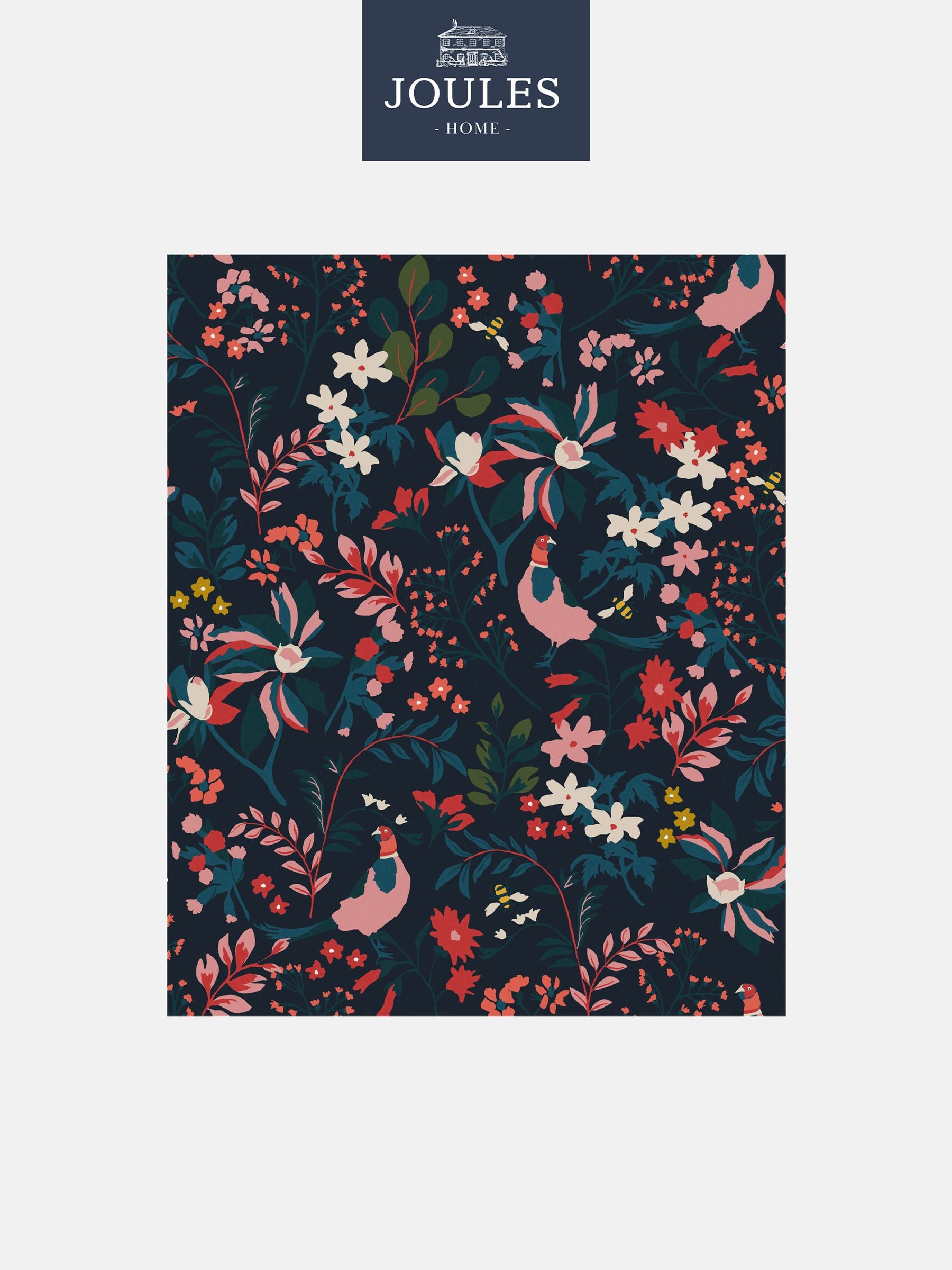 Joules French Navy Fields Edge Floral Wallpaper, imported from the UK