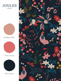 Joules French Navy Fields Edge Floral Wallpaper, imported from the UK