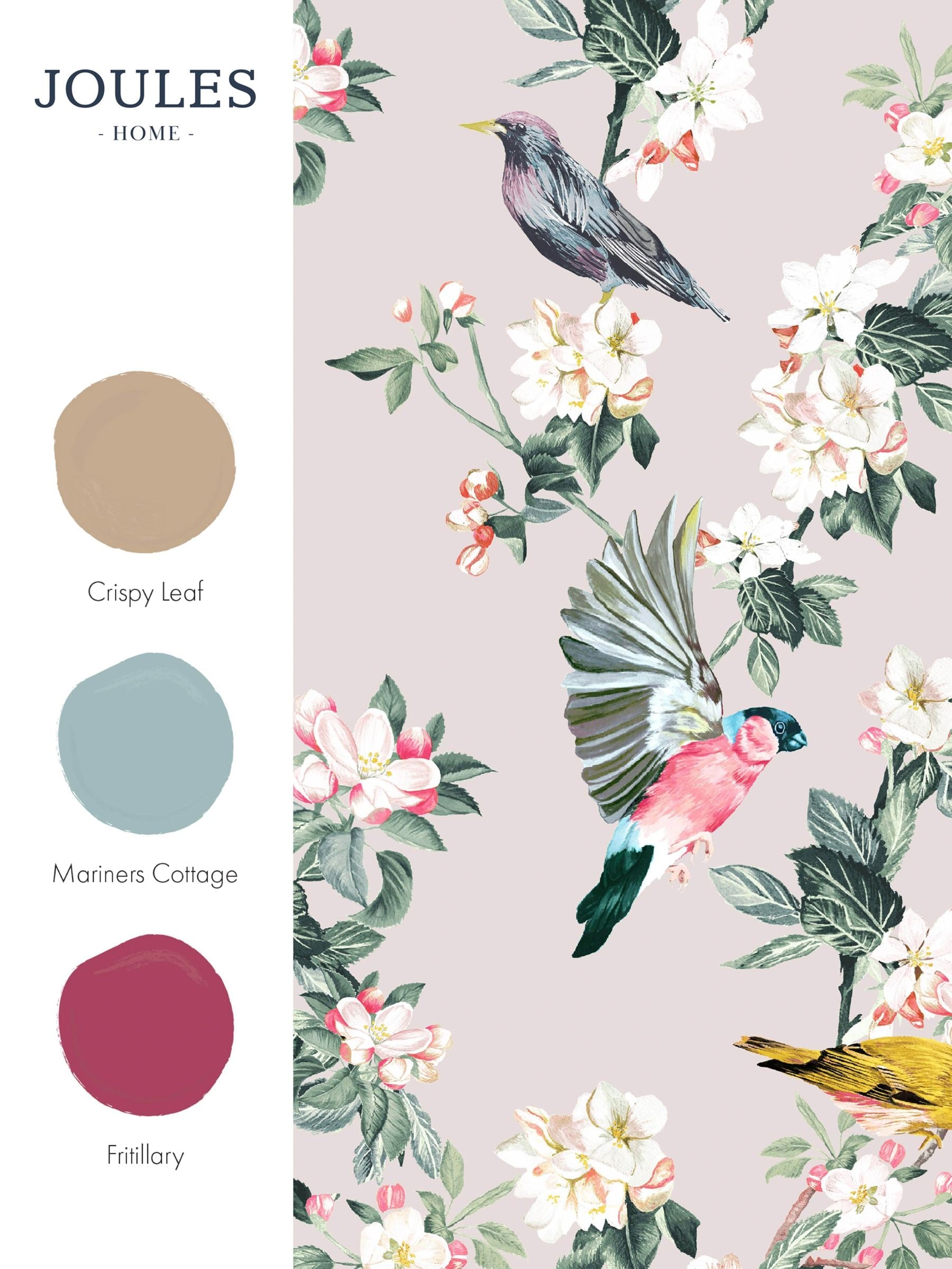 Joules garden birds wallpaper in antique creme - British product