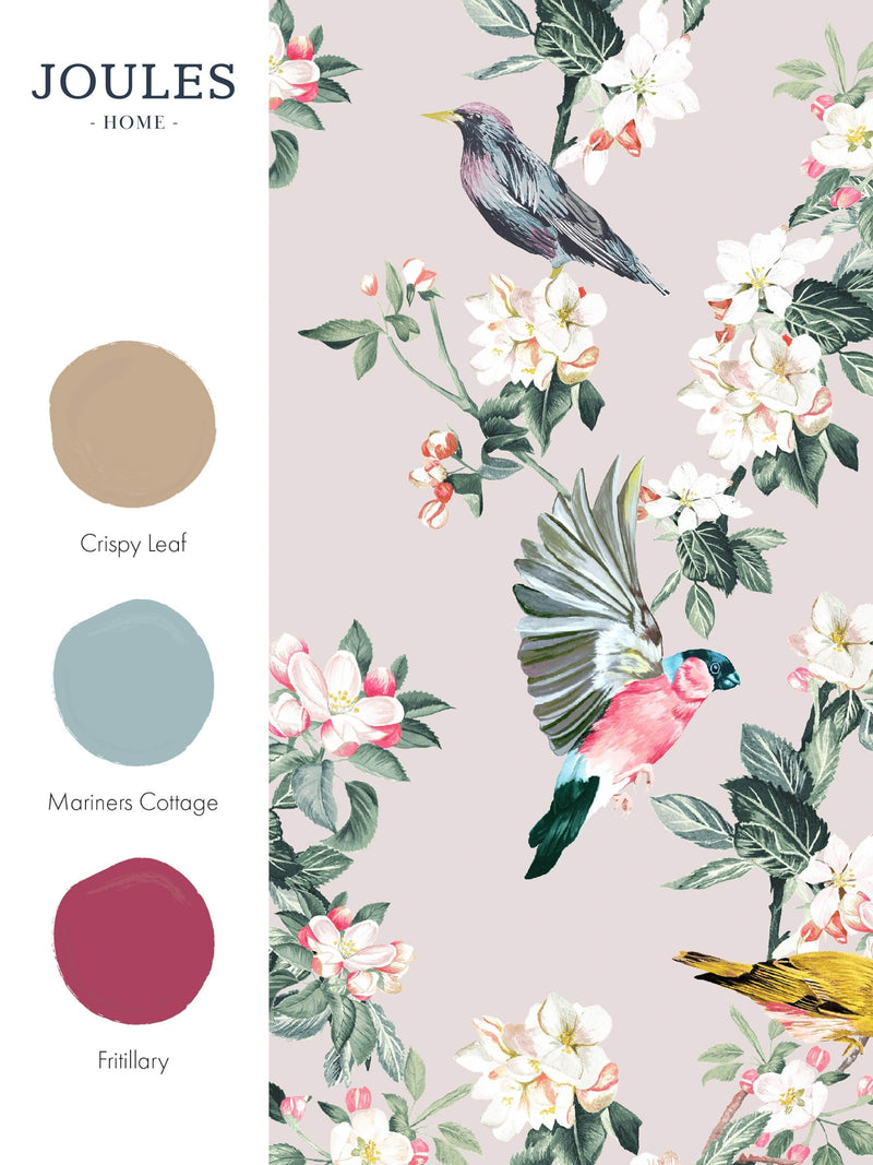 Joules garden birds wallpaper in antique creme - British product