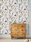 Joules garden birds wallpaper in antique creme - British product