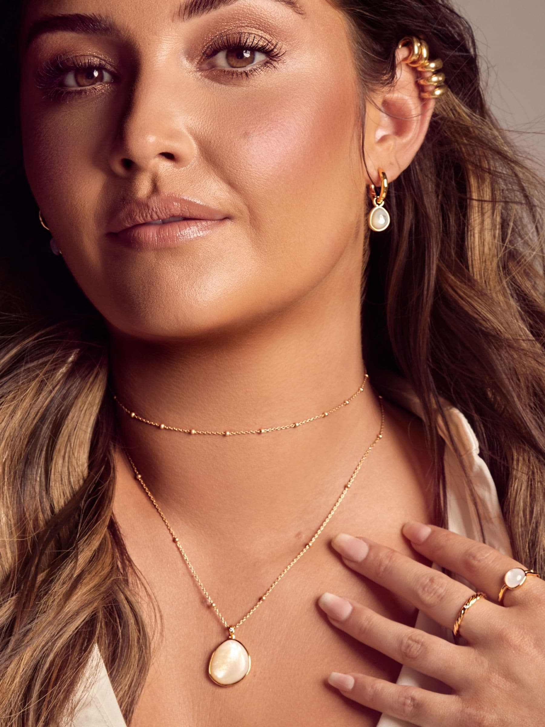 Hot Diamonds Embrace gold tone beaded necklace, imported from the UK