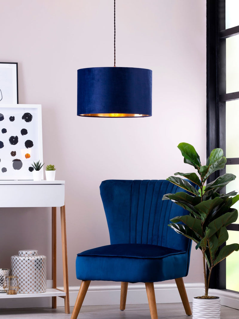 BHS ceiling light blue velvet shade 40cm - British product