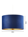 BHS ceiling light blue velvet shade 40cm - British product