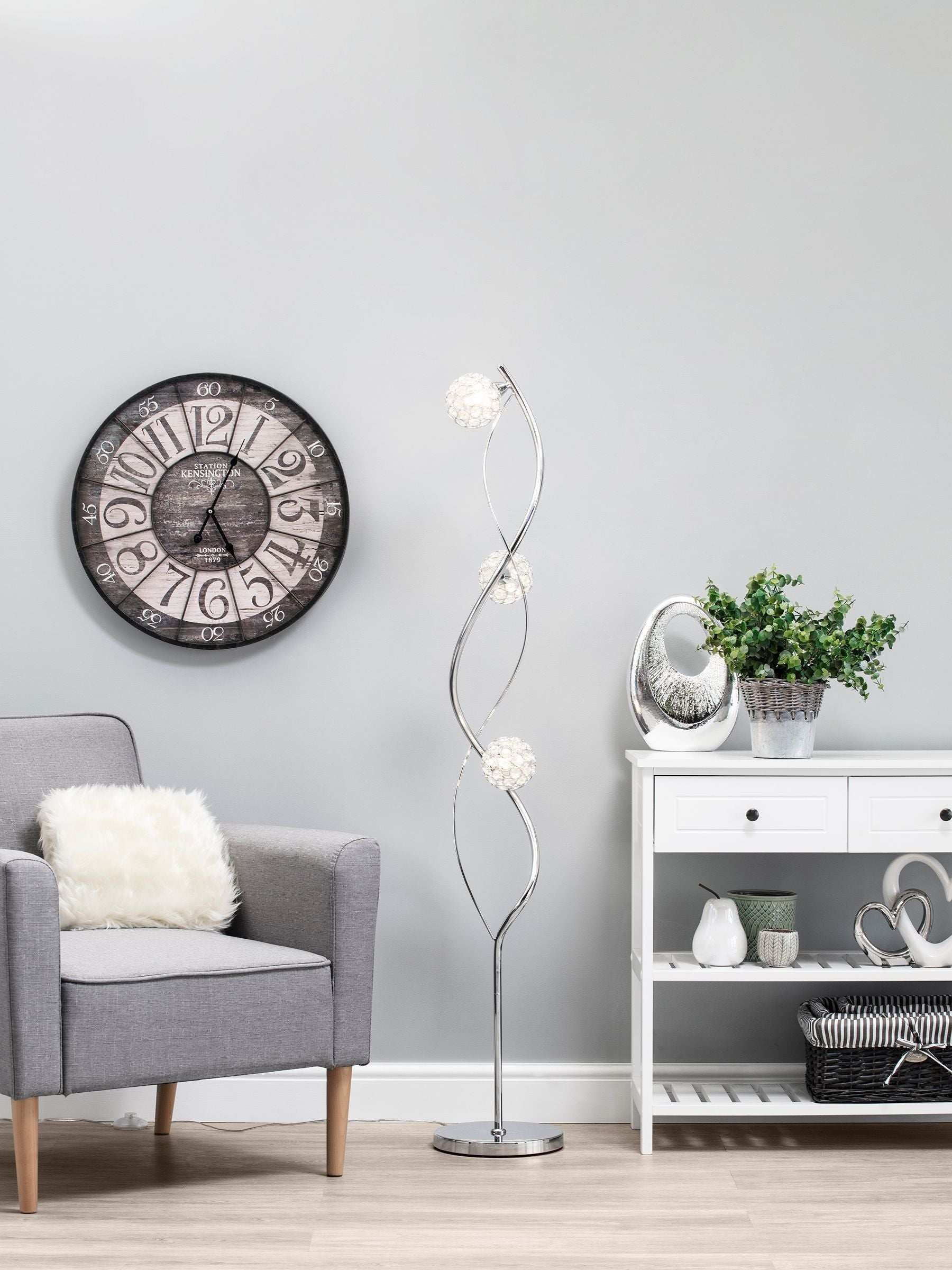 BHS Silver Orianna 3 light floor lamp - British product