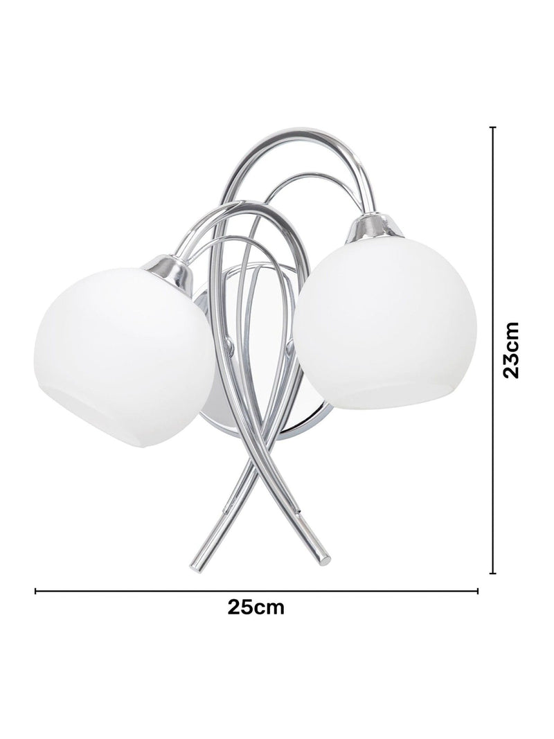 BHS Silver Soni wall light chrome arms opal glass UK version