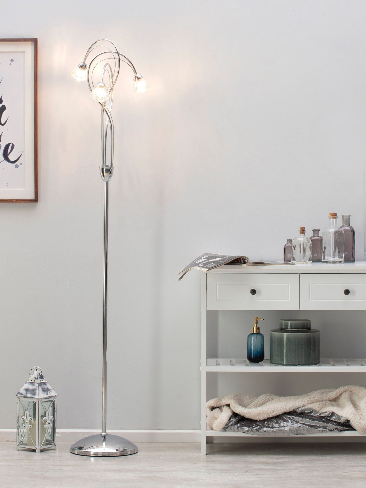 BHS Silver Marianne floor lamp with cut glass shades - British product