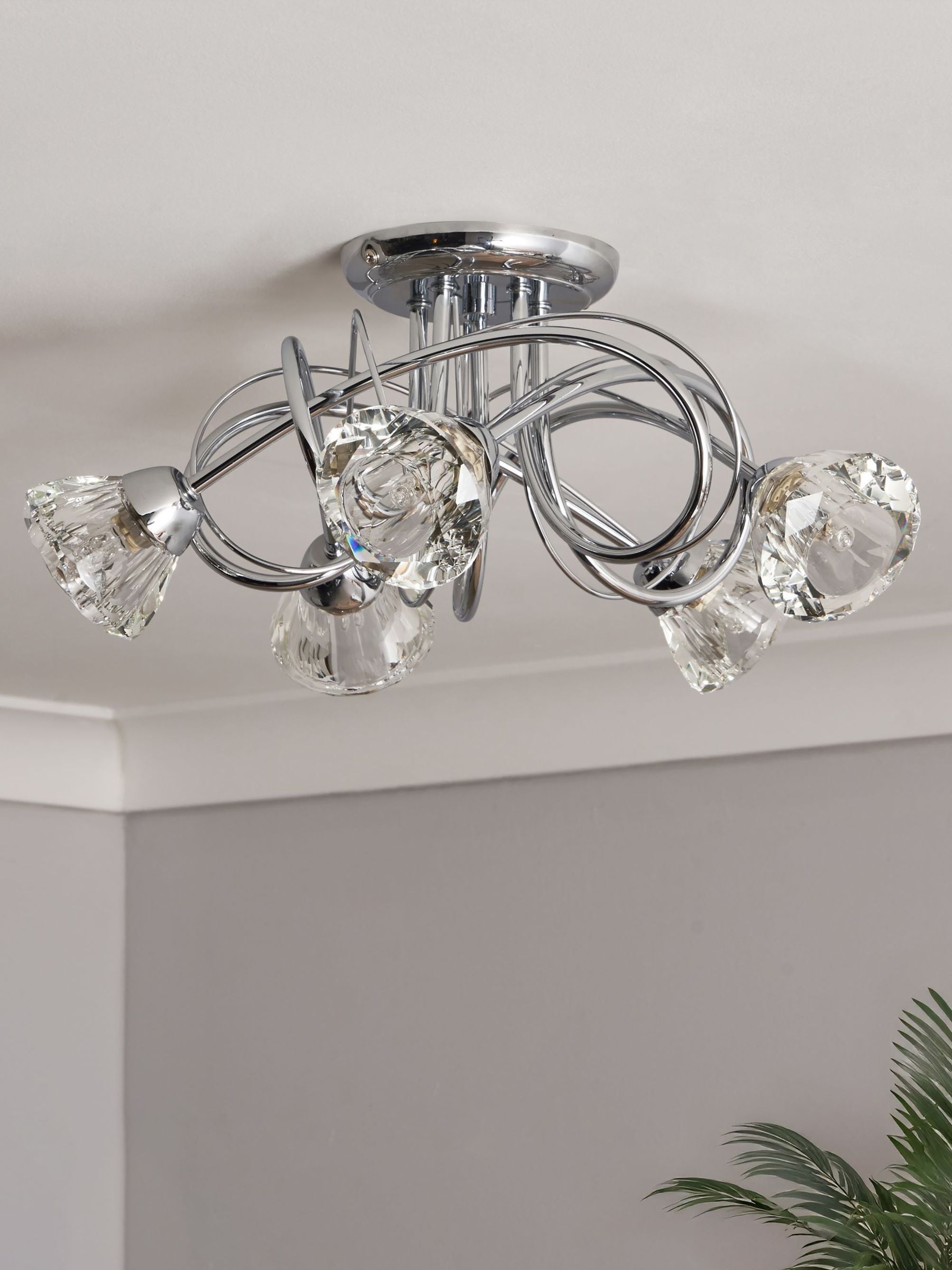 BHS Silver Marianne 5 light flush ceiling light (British brand)