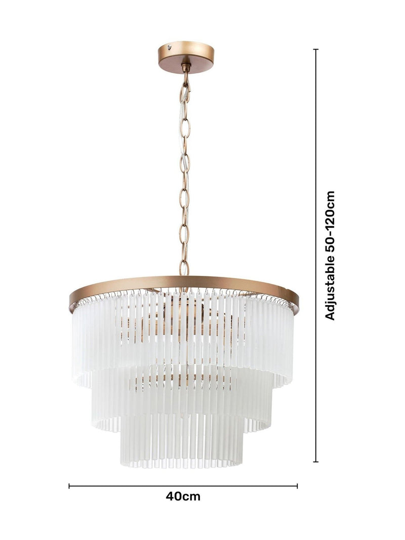 BHS satin brass Aubrey three-tier ceiling pendant light - British product