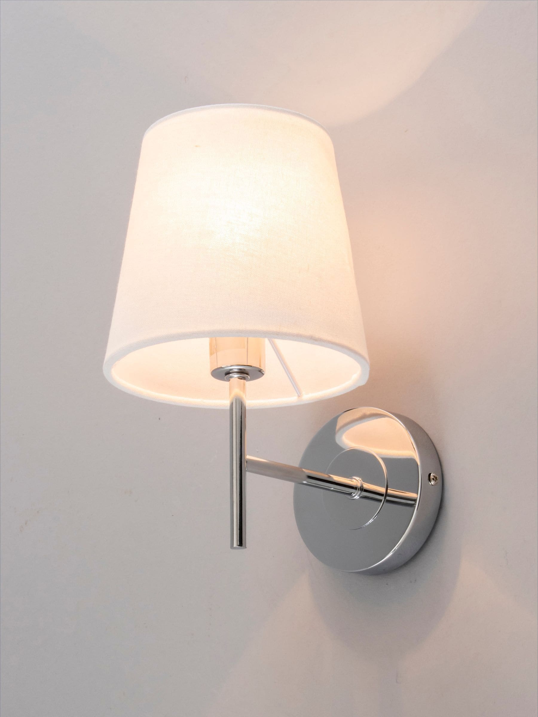 BHS Chrome Mira Wall Light with off-white shade - British product
