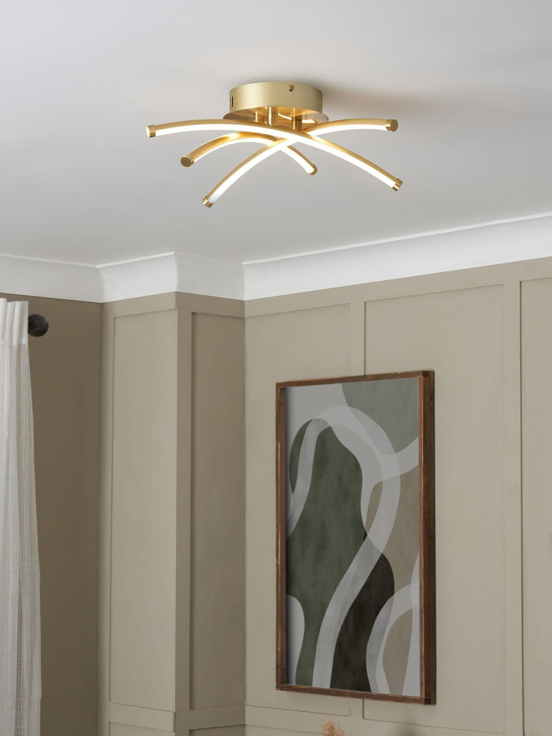 BHS Brass Aalto Cross Over LED Flush Ceiling Light