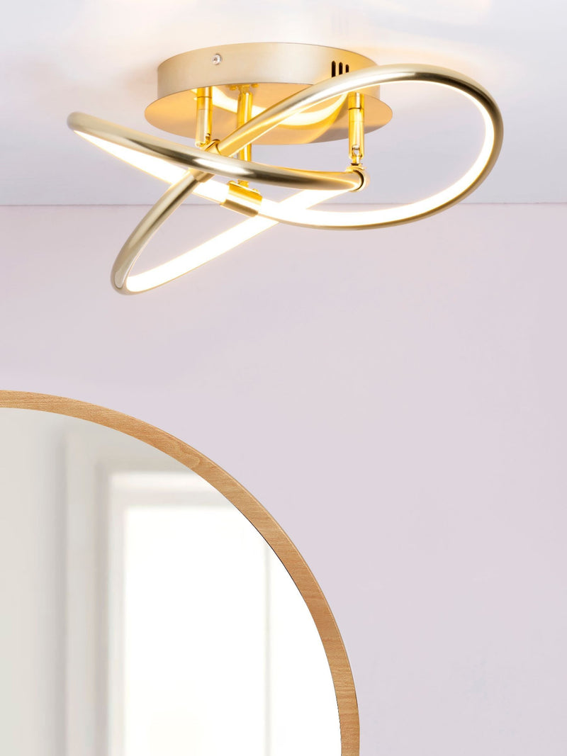 BHS Eero Chrome LED Knotted Flush Ceiling Light - 15x36x33cm