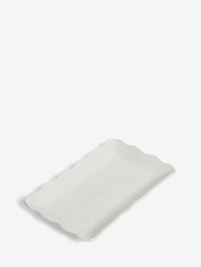 Shabby Chic by Rachel Ashwell Plat en porcelaine fine à bords festonnés en dentelle blanche, largeur 25 cm