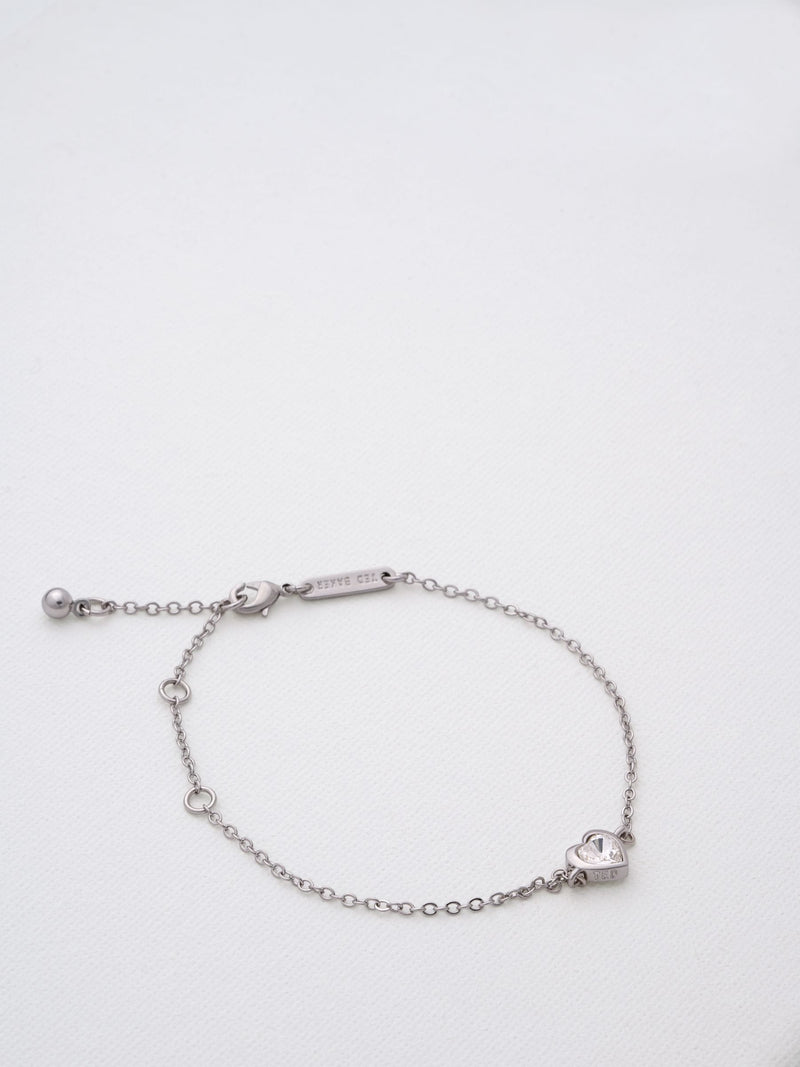 Ted Baker Silver Tone Crystal Heart Bracelet (British brand)