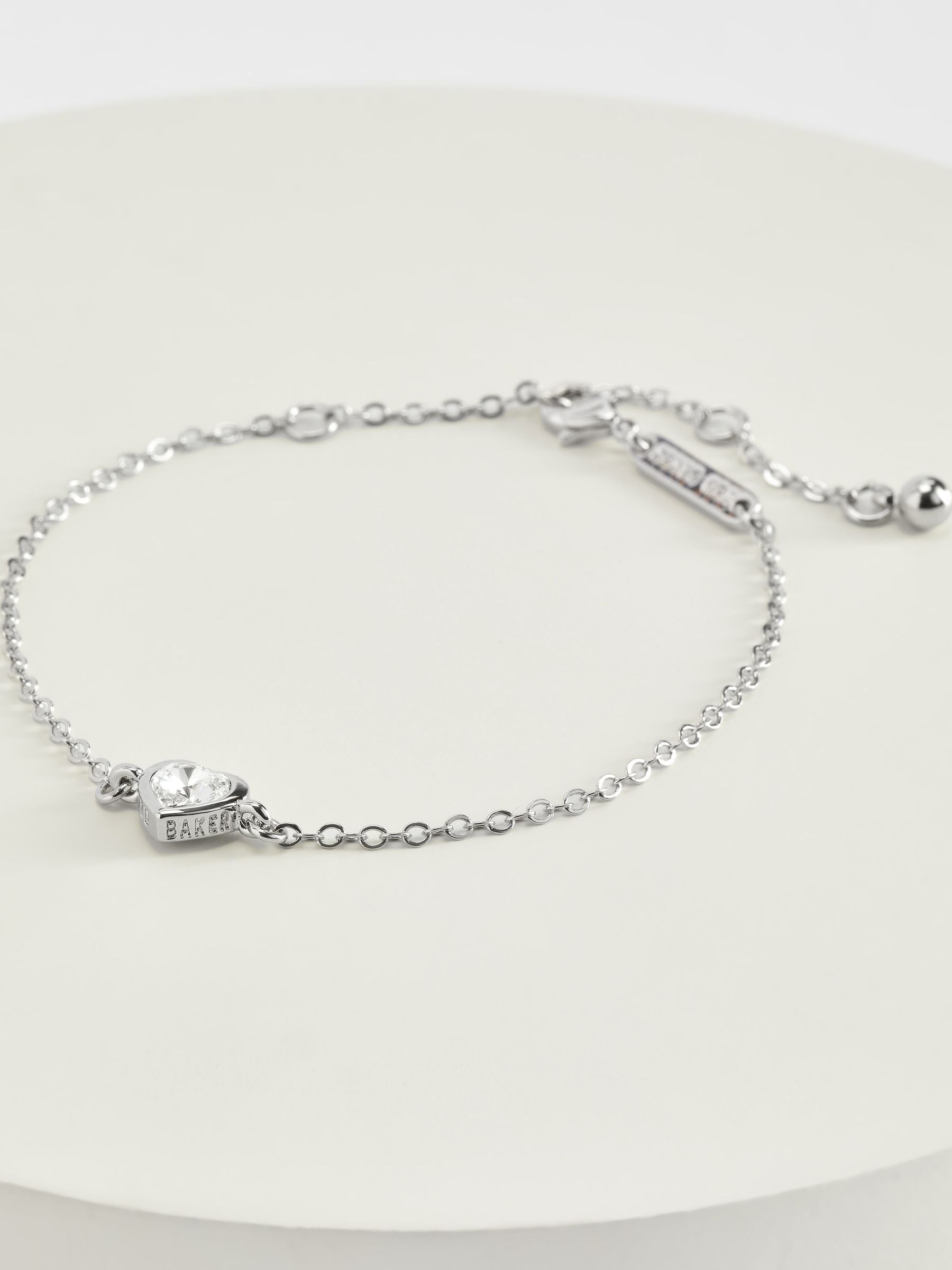 Ted Baker Silver Tone Crystal Heart Bracelet (British brand)