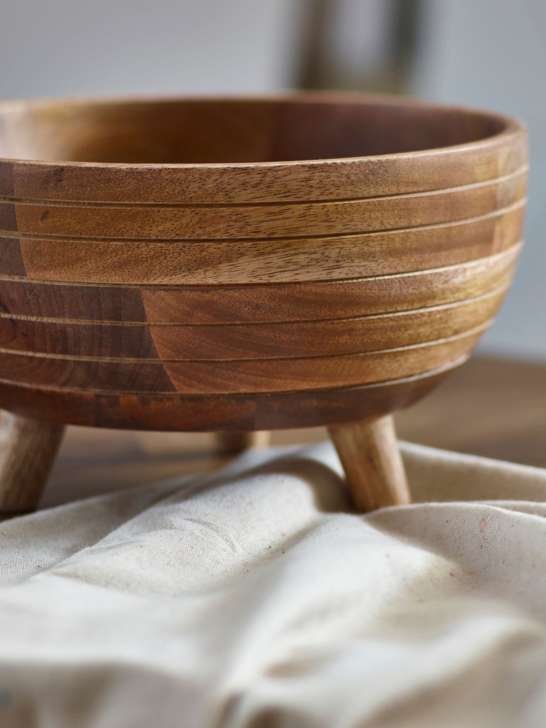 Natural Mango Wood Footed Fruit Bowl