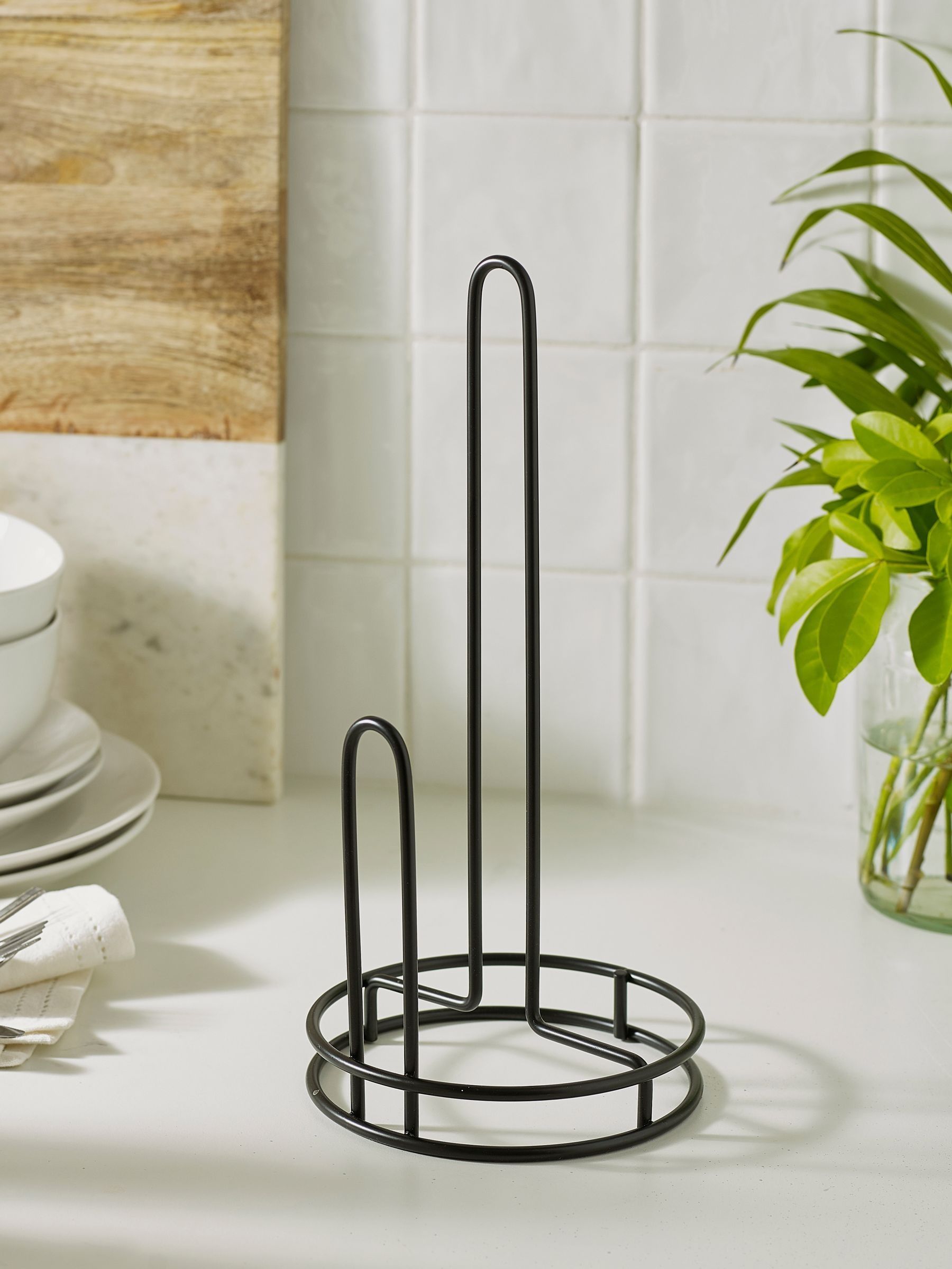 Sage green wire kitchen roll holder (British brand)