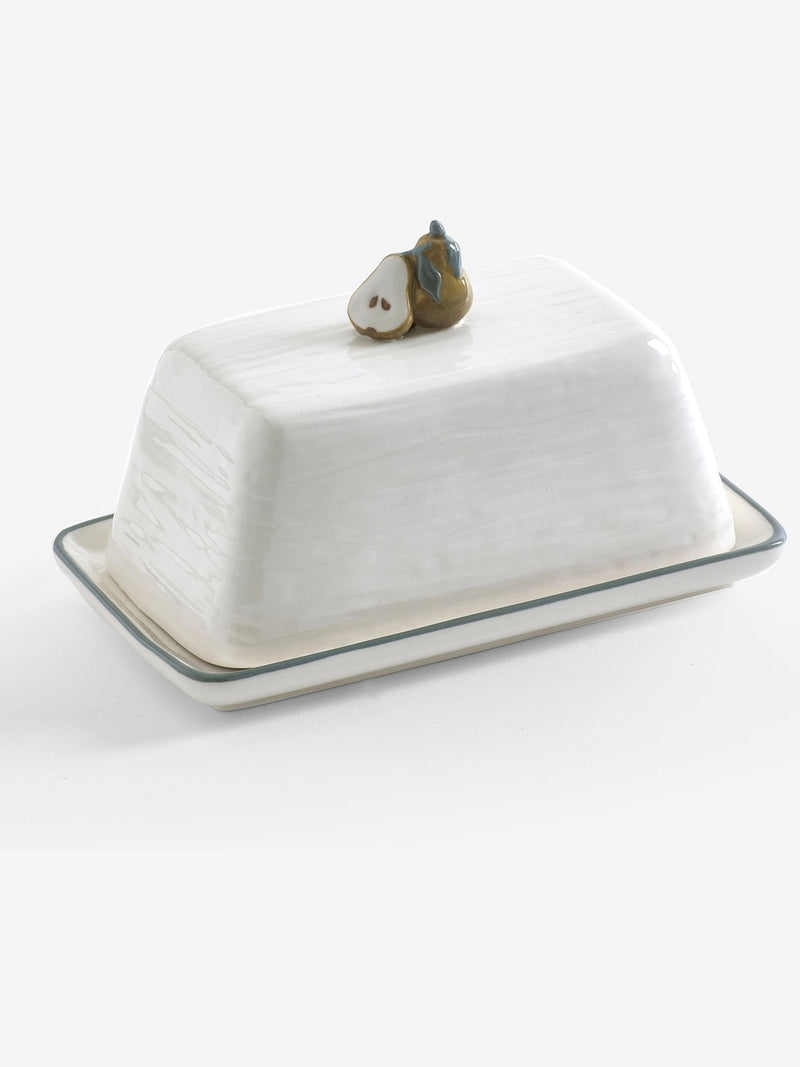 White pear butter dish 18.5cm height (British brand)