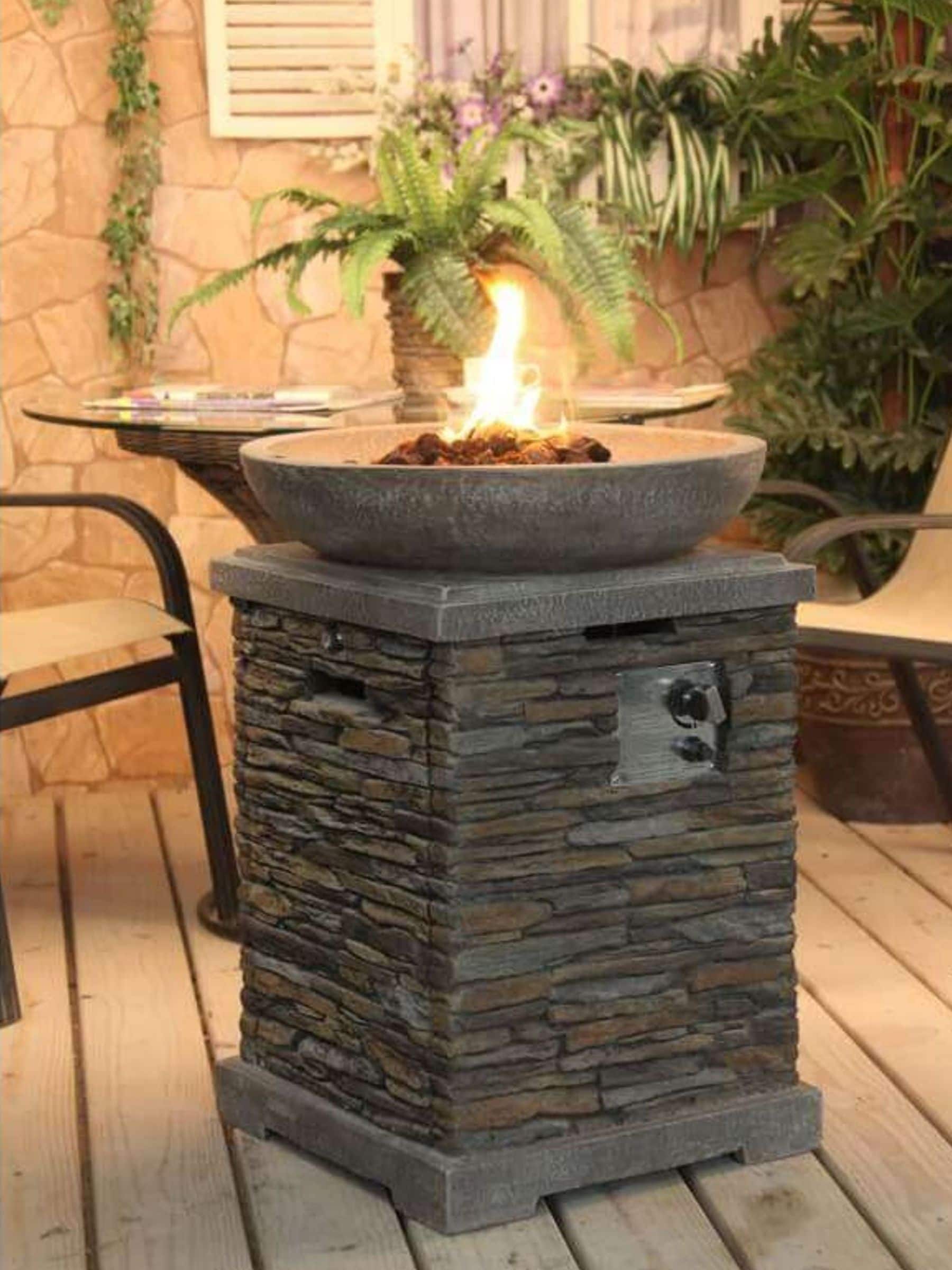 Callow Grey slate effect gas fire pit 74cm tall, imported from the UK