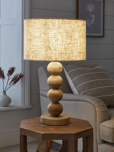 Next Palmer Wood Table Lamp Natural (H57.5cm x D32cm)- Buy online at McGrocer