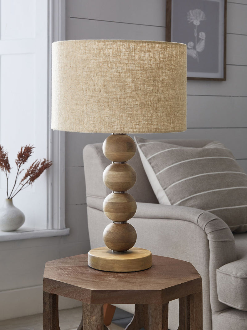 Natural Palmer wooden table lamp, imported from the UK