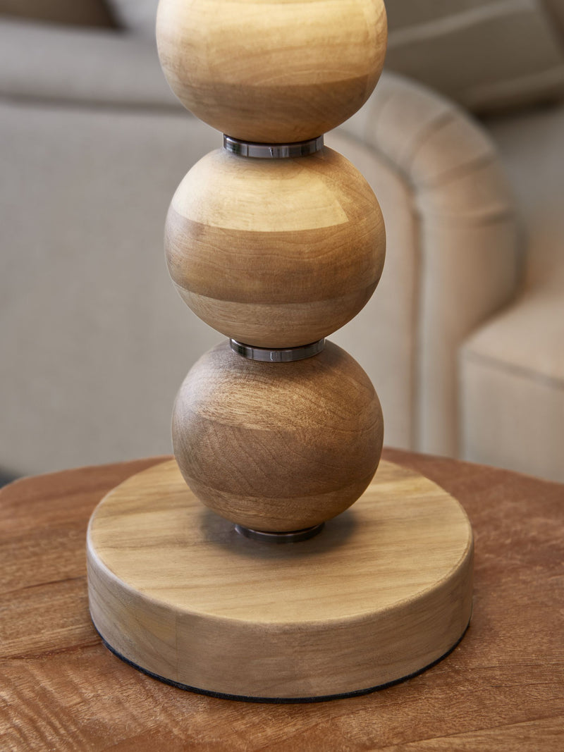 Natural Palmer wooden table lamp, imported from the UK