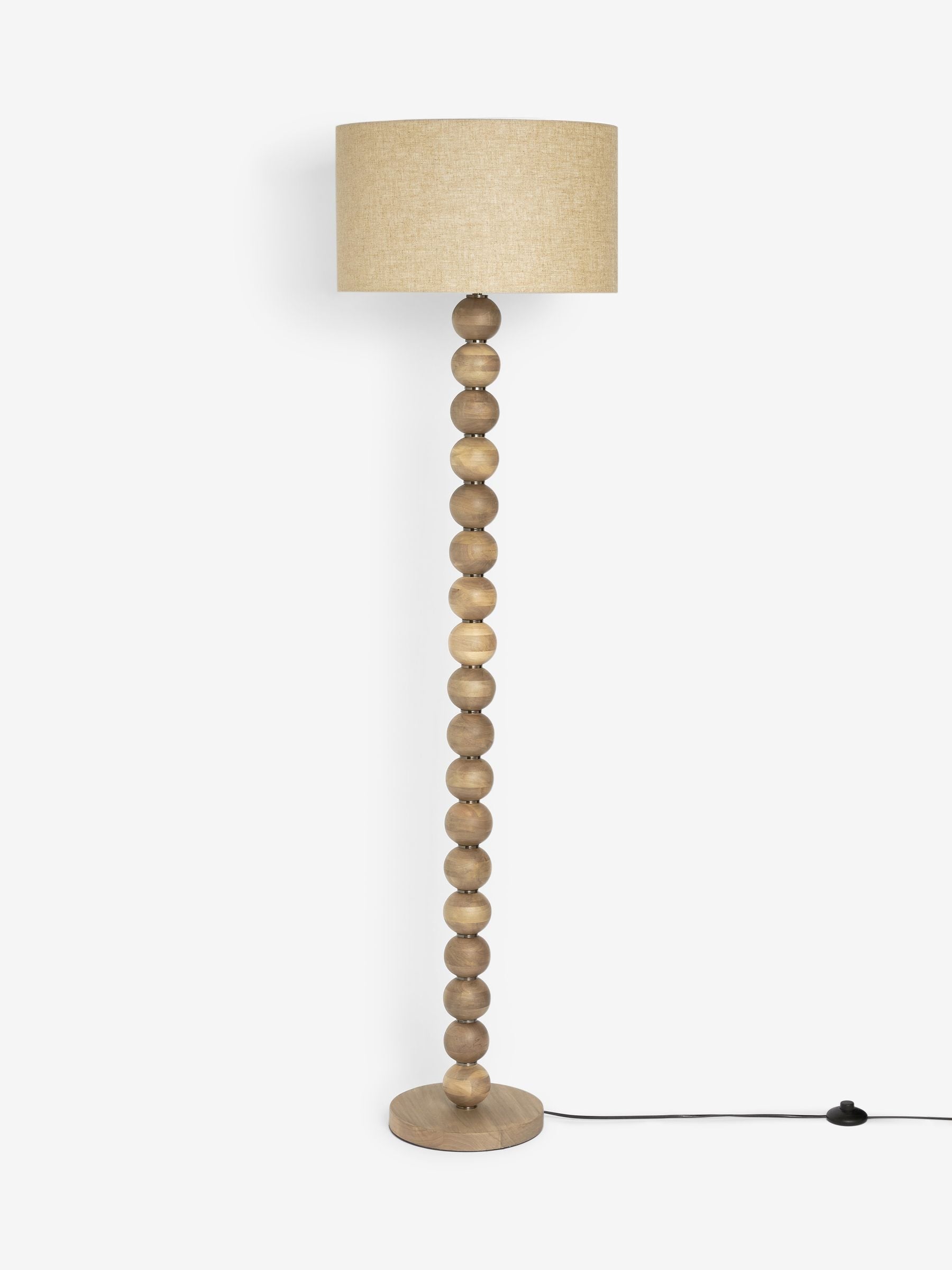 Palmer floor lamp with turned wooden base and fabric shade (British brand)