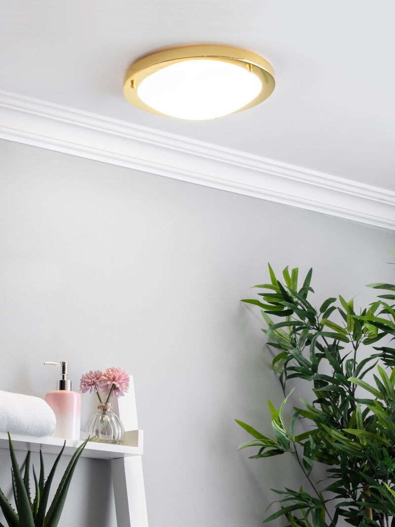 BHS Brass Delphi large flush bathroom ceiling light - British product