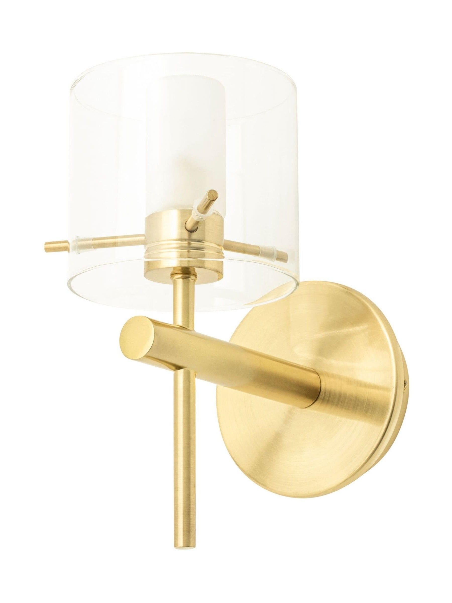 Brass Gene cylinder bathroom wall light, imported from the UK