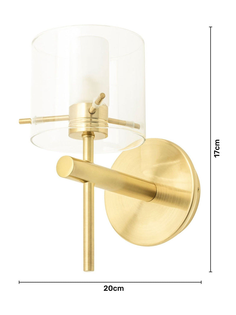 Brass Gene cylinder bathroom wall light, imported from the UK