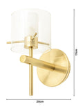 Brass Gene cylinder bathroom wall light, imported from the UK