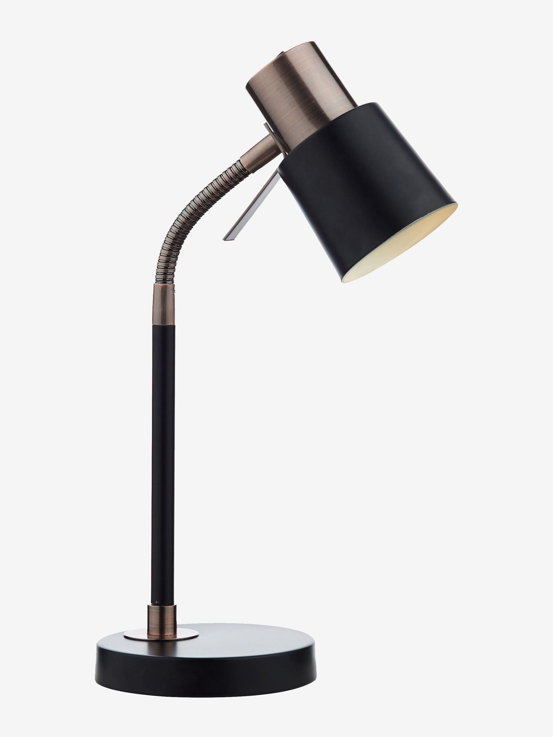 Dar Lighting Black James matt black table lamp flexible neck, UK version