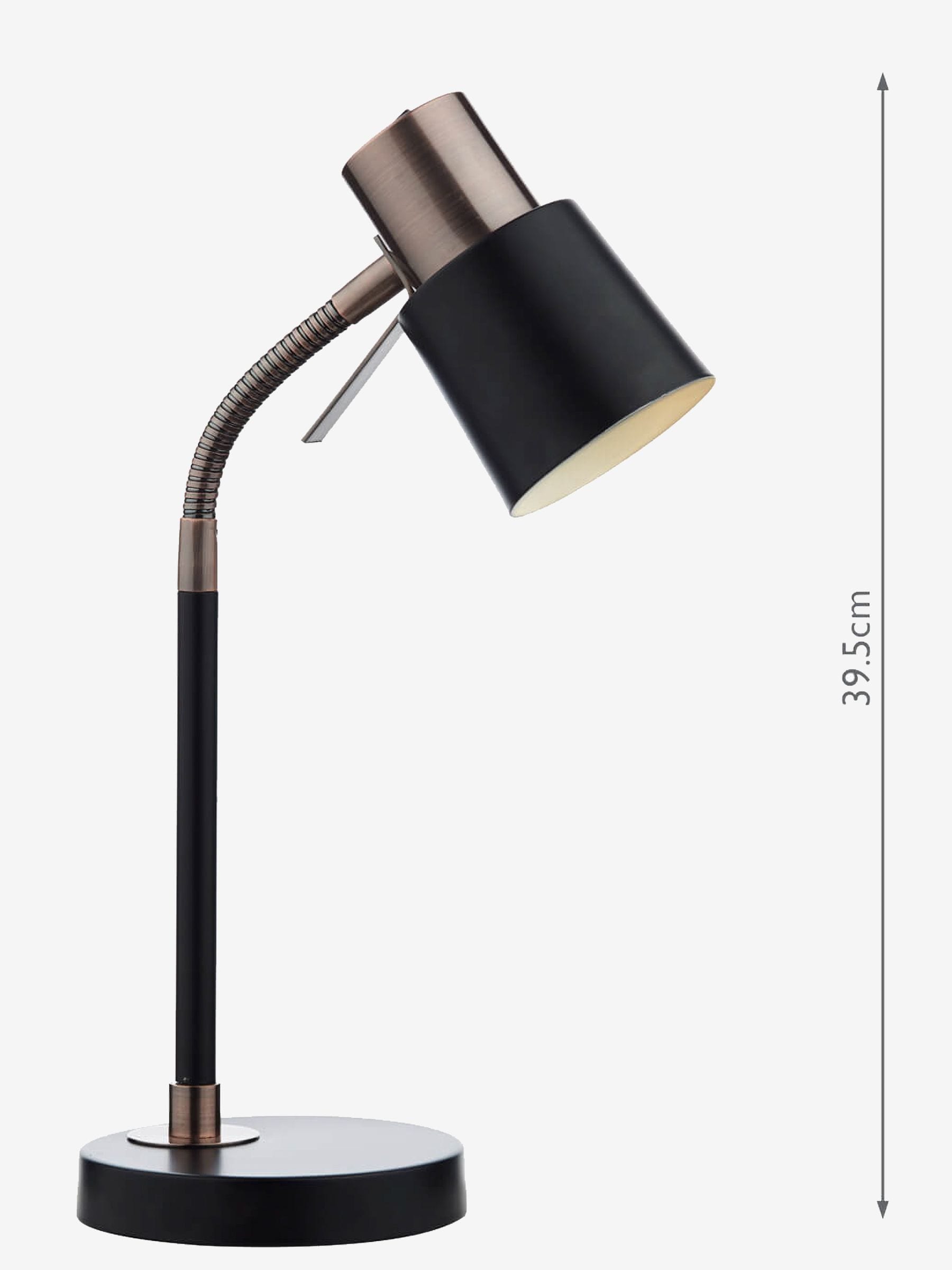 Dar Lighting Black James matt black table lamp flexible neck, UK version