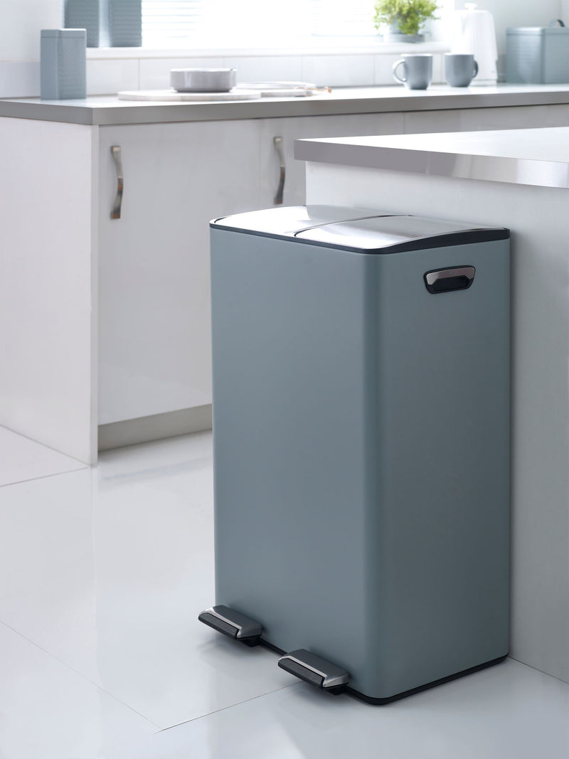 Black 60L 3 Compartment Recycling Soft Close Pedal Kitchen Bin