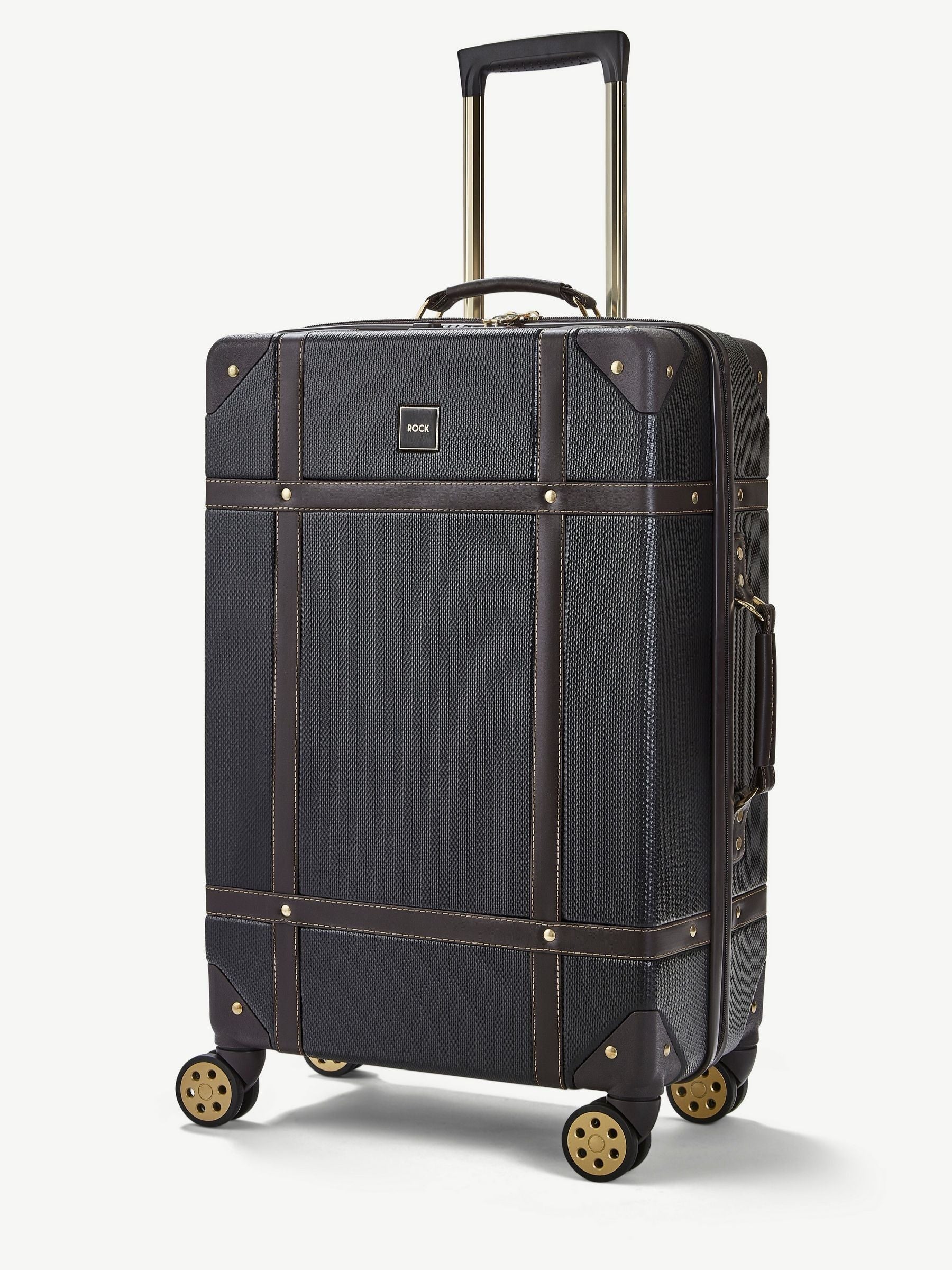 Rock Luggage Black Vintage Medium Suitcase